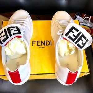 Fendi white mesh and leather low tops $690